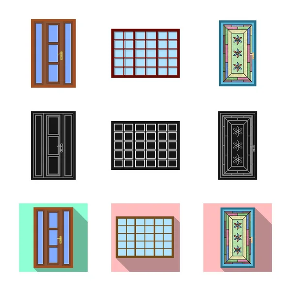 Conception vectorielle de la porte et du panneau avant. Collection de porte et icône vectorielle en bois pour stock . — Image vectorielle