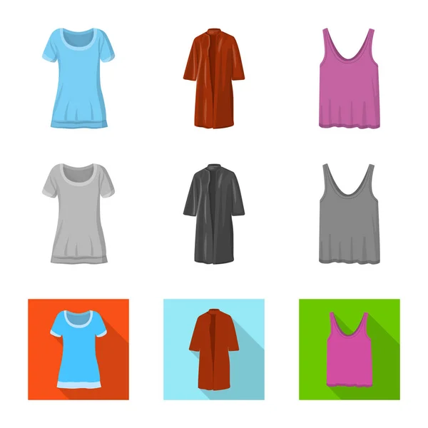 Diseño vectorial de mujer y símbolo de la ropa. Colección de mujer y desgaste símbolo de stock para la web . — Vector de stock