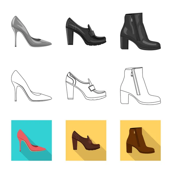 Conception vectorielle de chaussures et icône femme. Ensemble de chaussures et icône de vecteur de pied pour stock . — Image vectorielle