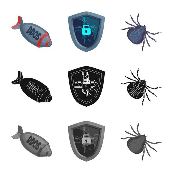 Conception vectorielle du virus et logo sécurisé. Collection de virus et de cyber-stock symbole pour le web . — Image vectorielle