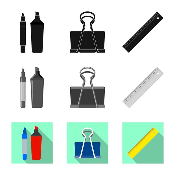 Vector illustration of office and supply icon. Collection of office and school stock symbol for web. — Stock Vector