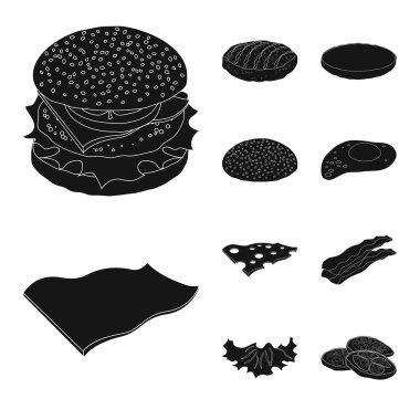 Burger ve sandviç simge vektör Illustration. Burger ve dilim hisse senedi vektör çizim seti.