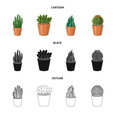 Bir kaktüs ve pot işaret illüstrasyon vektör. Kaktüs ve web için kaktüsler hisse senedi simgesi.