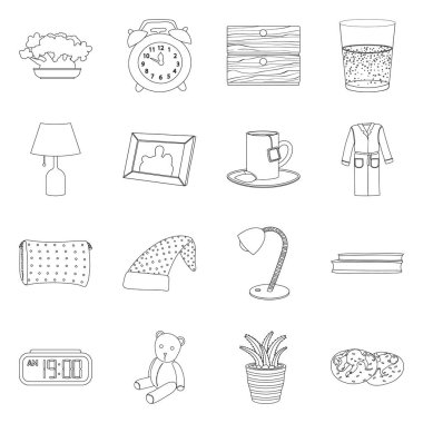 Rüyalar ve gece logo vektör tasarımı. Rüyalar ve hisse senedi için yatak odası vektör simge koleksiyonu.