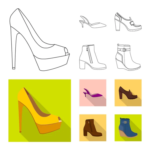 Isolated object of footwear and woman symbol. Collection of footwear and foot vector icon for stock. — Stock Vector