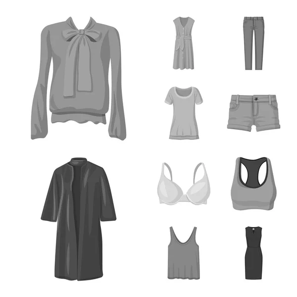 Isolerade objekt av kvinna och kläder symbol. Samling av kvinna och slitage aktiesymbol för webben. — Stock vektor