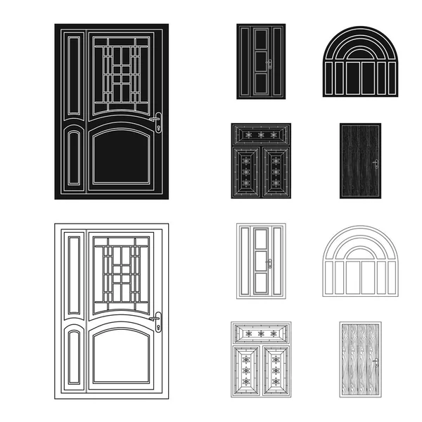 Objet isolé de la porte et panneau avant. Ensemble de porte et symbole de stock en bois pour toile . — Image vectorielle