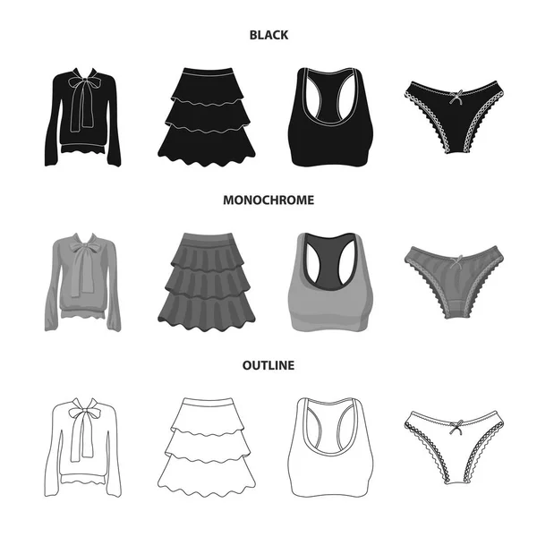 Objeto aislado de la mujer y logotipo de la ropa. Colección de mujer y desgaste símbolo de stock para la web . — Vector de stock