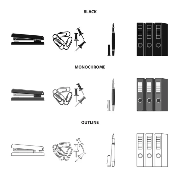 Projeto vetorial de escritório e ícone de fornecimento. Coleção de ilustração de vetor de estoque de escritório e escola . — Vetor de Stock