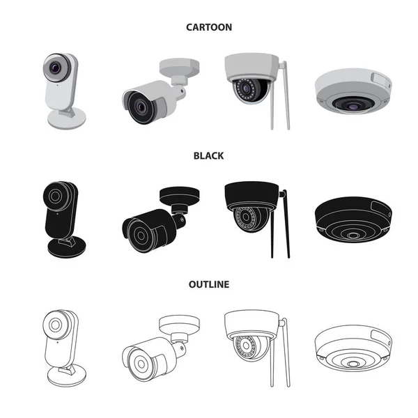 Illustrazione vettoriale di cctv e icona della fotocamera. Set di icone vettoriali cctv e di sistema per magazzino . — Vettoriale Stock