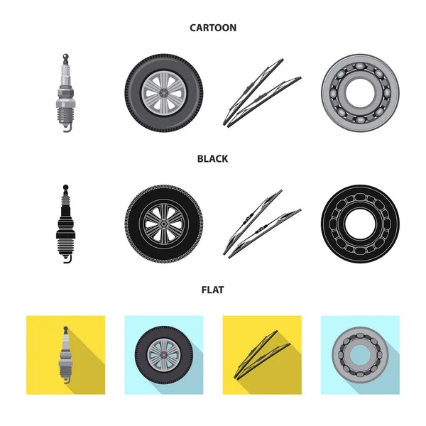 Diseño vectorial de auto y símbolo de parte. Conjunto de auto y coche stock vector ilustración . — Vector de stock