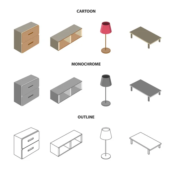 Isolerade objekt i sovrum och rummet tecken. Uppsättning av sovrum och möbler vektor ikonen för lager. — Stock vektor