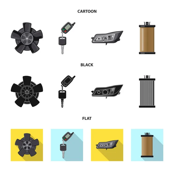 Ilustración vectorial de auto y parte icono. Colección de auto y coche icono vectorial para stock . — Vector de stock