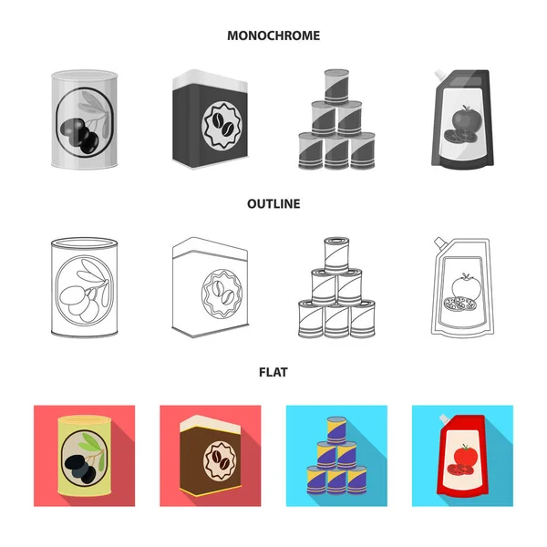 向量例证罐头和食物标志。网络中的 can 和包装股票符号的收集. — 图库矢量图片