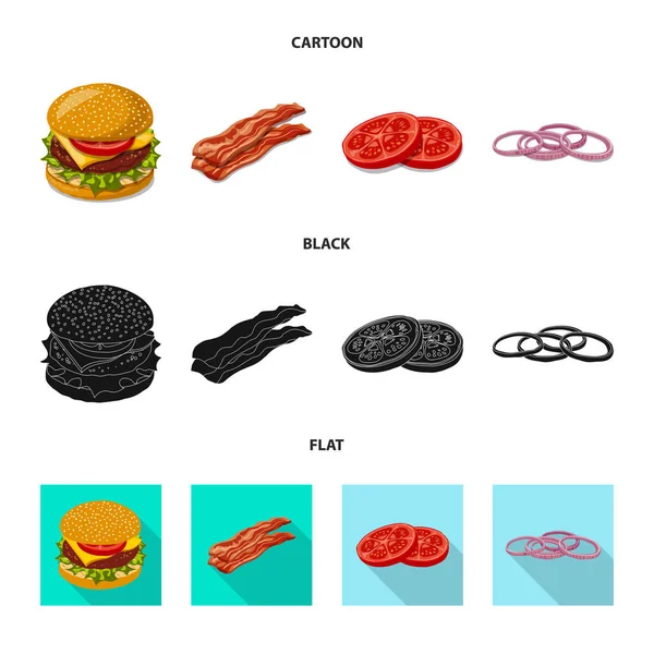 Ilustracja wektorowa burger i kanapka ikony. Kolekcja burger i plasterek wektor ikona na magazynie. — Wektor stockowy