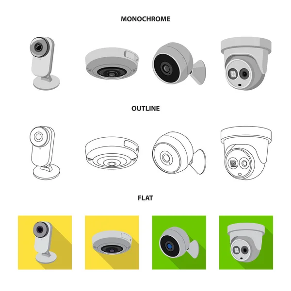 Cctv ve kamera logo vektör Illustration. Hisse senedi için cctv ve sistem vektör simge kümesi. — Stok Vektör