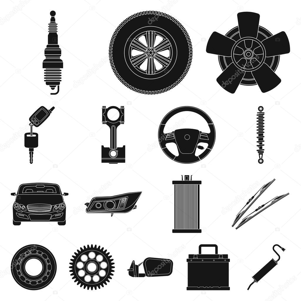 Vector illustration of auto and part symbol. Collection of auto and car stock symbol for web.