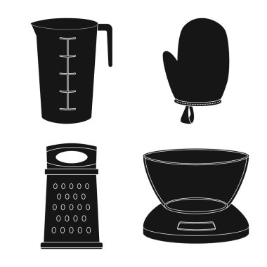 Mutfak ve yemek sembol yalıtılmış nesne. Mutfak ve cihaz hisse senedi vektör çizim topluluğu.