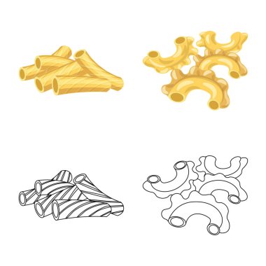 Makarna ve karbonhidrat logosu yalıtılmış nesne. Web için makarna makarna ve hisse senedi simgesi kümesi.