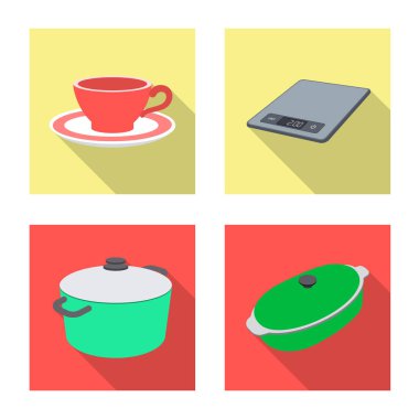 Mutfak ve yemek logosu yalıtılmış nesne. Mutfak ve cihaz hisse senedi vektör çizim topluluğu.