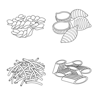 Makarna ve karbonhidrat logo vektör Illustration. Makarna ve makarna hisse senedi vektör çizim seti.