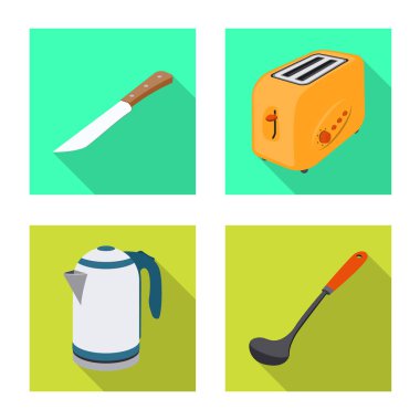 Mutfak ve yemek simge vektör tasarımı. Mutfak ve cihaz hisse senedi vektör çizim topluluğu.