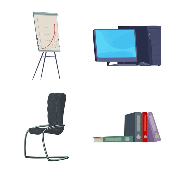 Illustration vectorielle des meubles et du logo du travail. Ensemble de meubles et symbole de stock de maison pour le web . — Image vectorielle