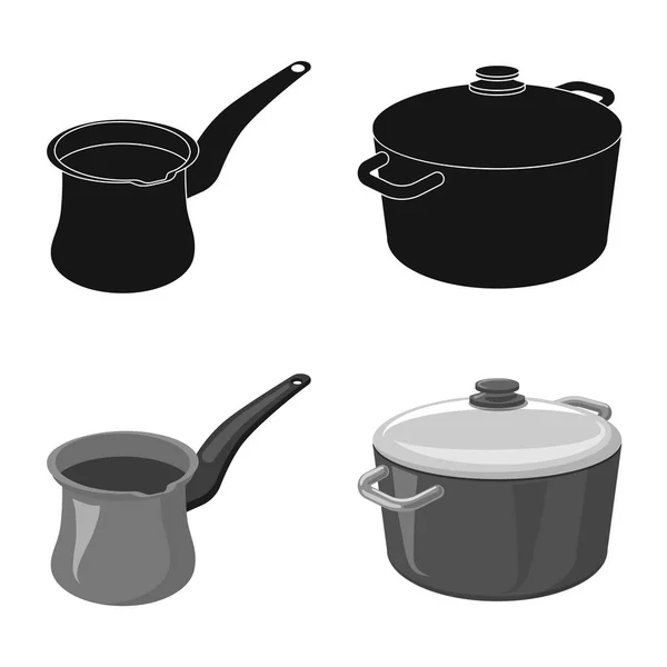 Векторная иллюстрация кухни и иконы повара. Набор векторных иллюстраций для кухни и прибора . — стоковый вектор