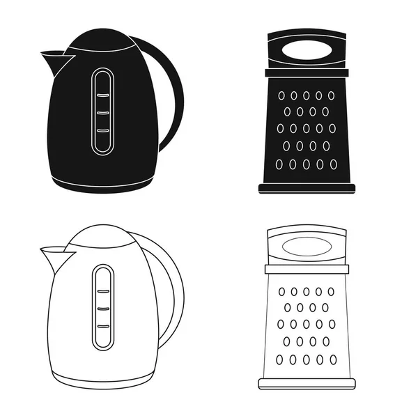 Vektor-Illustration von Küche und Koch-Symbol. Set von Bestandsvektoren für Küche und Geräte. — Stockvektor