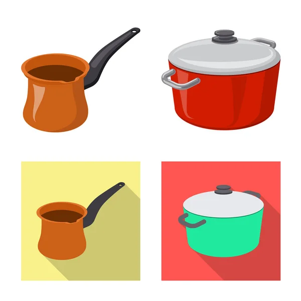 Oggetto isolato di cucina e icona cuoco. Raccolta di illustrazione vettoriale della cucina e degli elettrodomestici . — Vettoriale Stock