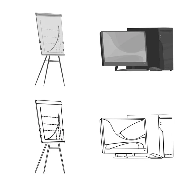 Illustration vectorielle du mobilier et de l'icône du travail. Ensemble de meubles et symbole de stock de maison pour le web . — Image vectorielle