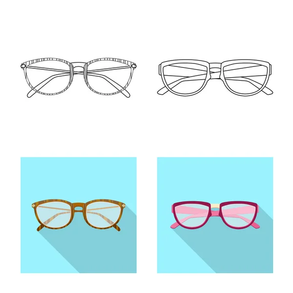 Gözlük ve çerçeve logo vektör tasarımı. Gözlük ve hisse senedi için aksesuar vektör simge kümesi. — Stok Vektör