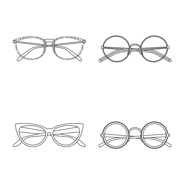 Illustration vectorielle des lunettes et du logo du cadre. Collection de lunettes et accessoire stock symbole pour web . — Image vectorielle