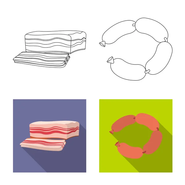 Ilustracja wektorowa symbolu mięsa i szynka. Zestaw mięsa i gotowanie symbol giełdowy dla sieci web. — Wektor stockowy