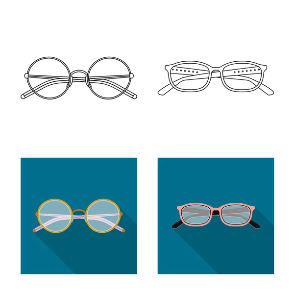 Objeto isolado de óculos e símbolo de armação. Conjunto de óculos e símbolo de estoque acessório para web . — Vetor de Stock