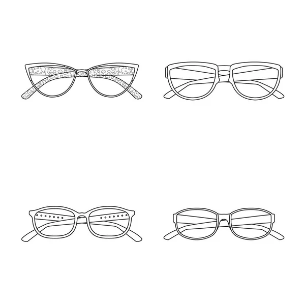 Vektoros illusztráció, szemüveg, és a keret jel. Gyűjteménye szemüveg és tartozék készlet vektoros illusztráció. — Stock Vector