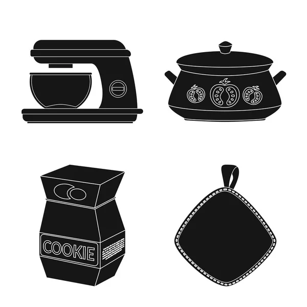 Isolated object of kitchen and cook symbol. Set of kitchen and appliance vector icon for stock. — Stock Vector