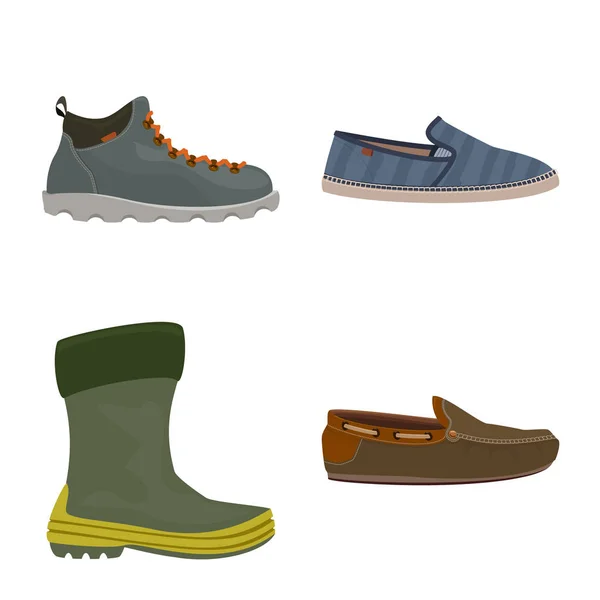Изолированный предмет иконки обуви и обуви. Набор векторных иллюстраций обуви и ног . — стоковый вектор