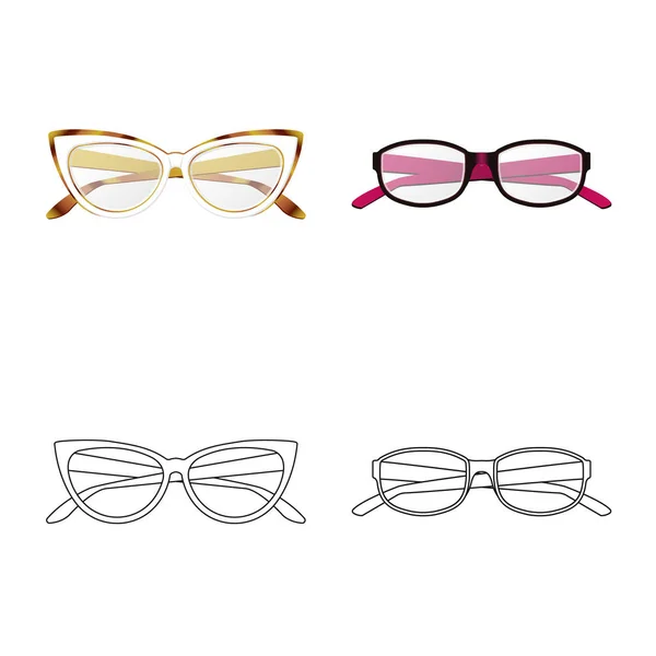 Diseño vectorial de gafas e icono del marco. Colección de gafas y accesorio icono vectorial para stock . — Vector de stock