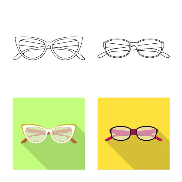 Vector illustration of glasses and frame sign. Collection of glasses and accessory vector icon for stock. — Stock Vector