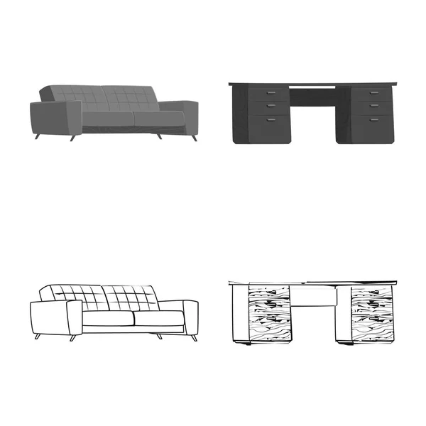 Elkülönített objektum bútorok és a munka jel. Bútor és lakberendezési tőzsdei szimbólum a web gyűjteménye. — Stock Vector