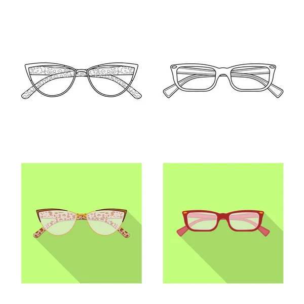 Conception vectorielle de lunettes et de panneaux de monture. Collection de lunettes et accessoire stock symbole pour web . — Image vectorielle