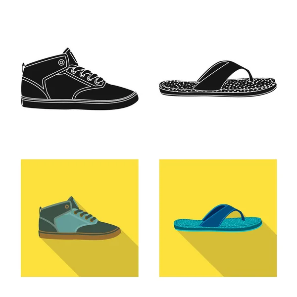 Illustrazione vettoriale del logo della scarpa e delle calzature. Set di scarpe e icona vettoriale del piede per magazzino . — Vettoriale Stock