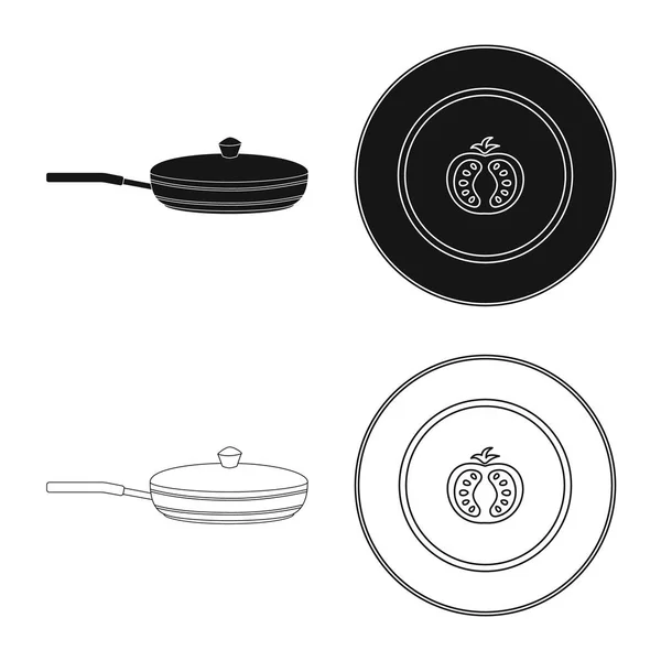 Isolierte Objekt der Küche und Koch-Logo. Set von Küchen- und Haushaltsvektorsymbolen für den Vorrat. — Stockvektor