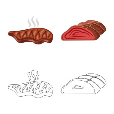 Et ve jambon simge vektör tasarımı. Et ve hisse senedi vektör çizim pişirme koleksiyonu.