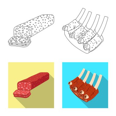 Eti ve jambon logo vektör tasarımı. Et ve hisse senedi simgesi web için pişirme.