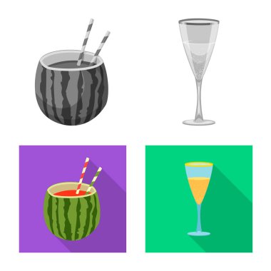 Vektör illüstrasyon işareti bar ve içki. İçki ve parti hisse senedi vektör çizim topluluğu.