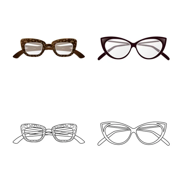 Vector illustration of glasses and frame logo. Set of glasses and accessory vector icon for stock. — Stock Vector
