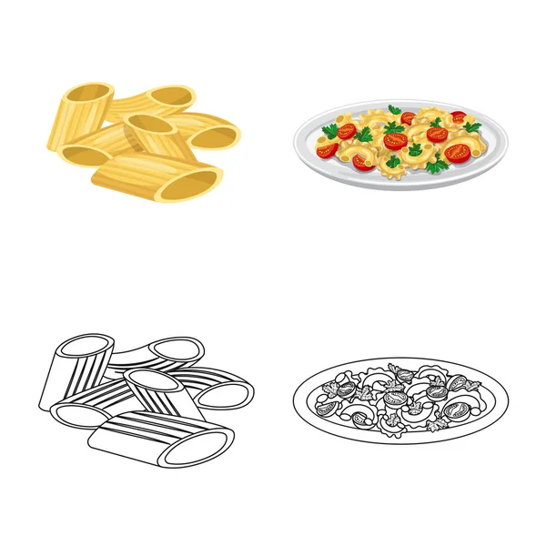 Isolated object of pasta and carbohydrate icon. Set of pasta and macaroni stock vector illustration. — Stock Vector