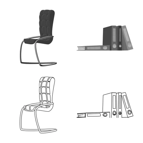 Ilustración vectorial de muebles y símbolo de trabajo. Colección de muebles y el hogar vector de la ilustración . — Vector de stock